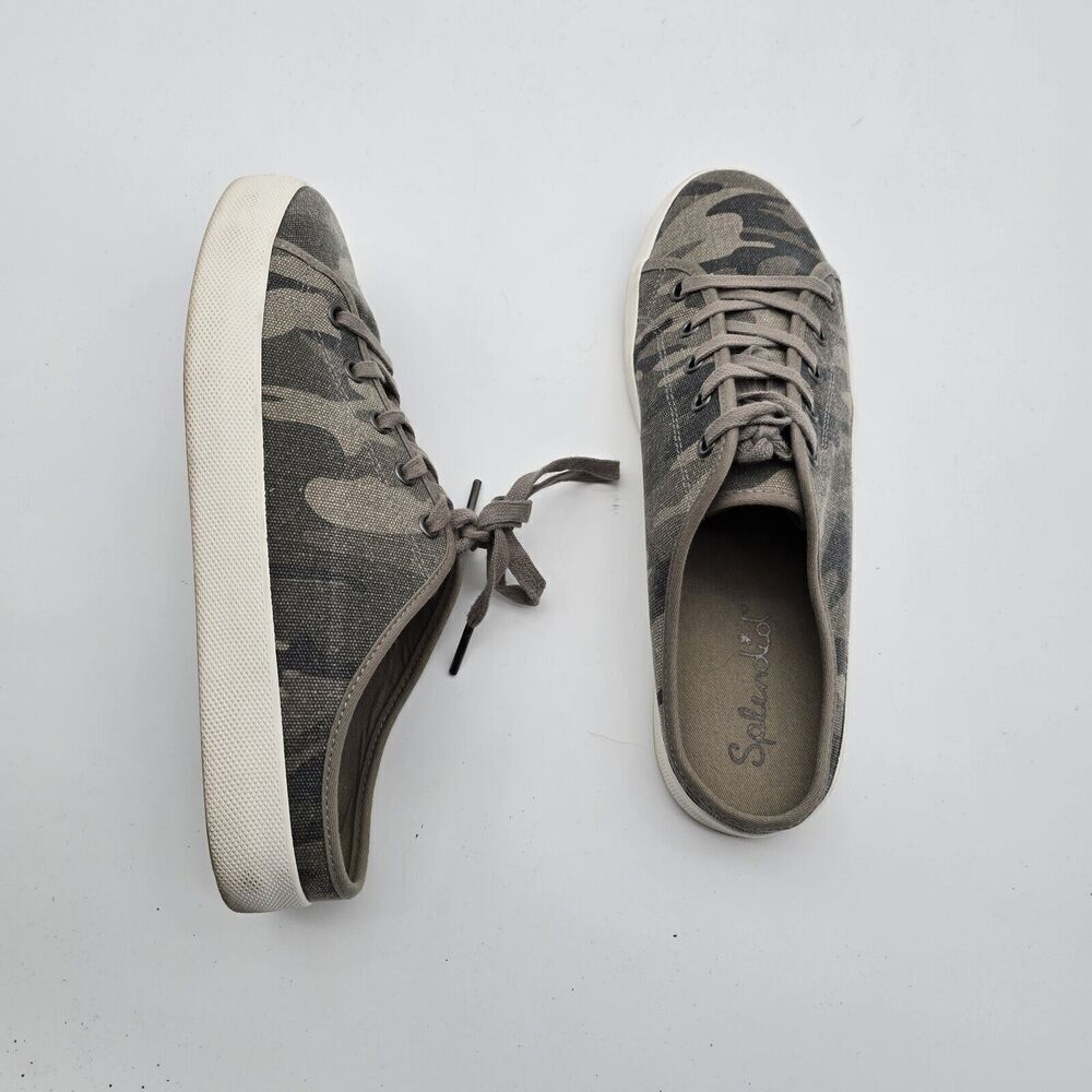 Splendid Shoes Womens 9.5 Gray Camo Slip On Arianna Sneaker Canvas